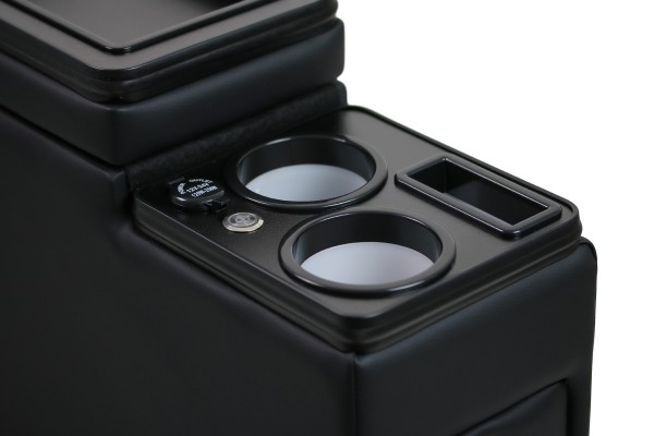 Black Edition USB Mittelkonsole Staufach für Ford Transit Custom mit LED Schwarz Glänzend