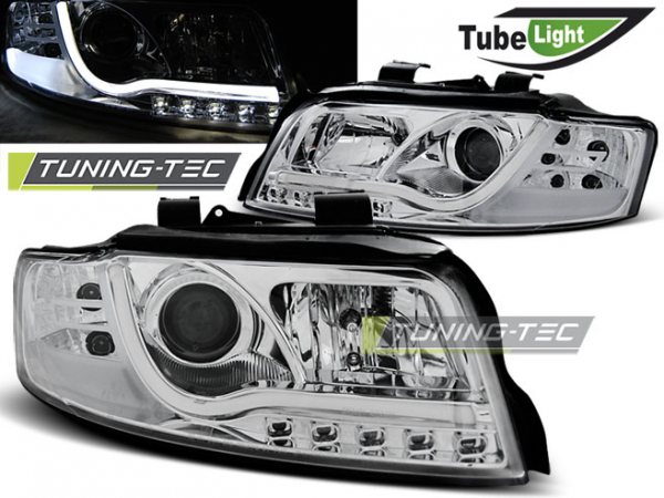 Scheinwerfer LED Tagfahrlicht Optik für Audi A4 B6 8E Bj. 00-04 Chrom LTI