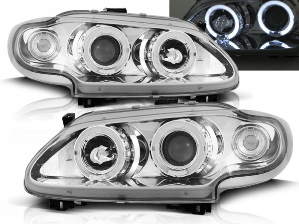 Scheinwerfer Angel Eyes für Renault Megane 1 Bj. 96-99 Chrom