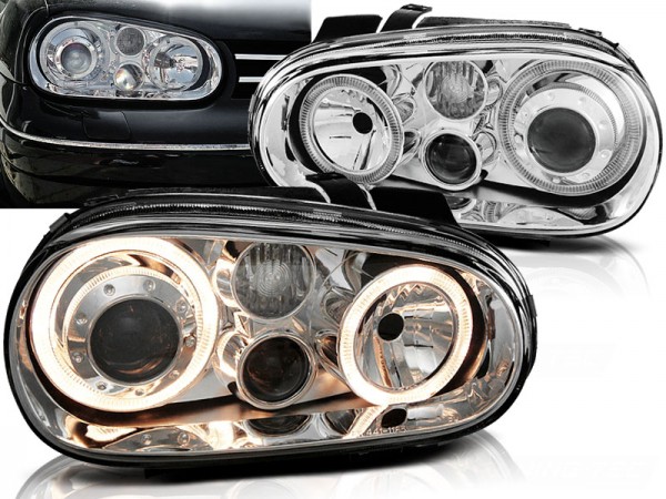 Scheinwerfer Angel Eyes für VW Golf 4 Bj. 97-03 Chrom