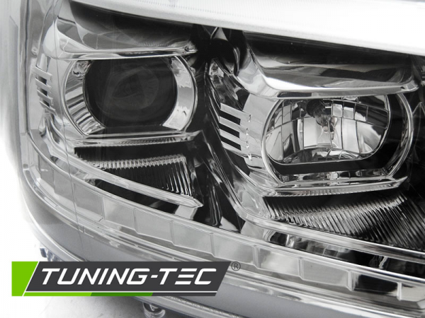 Scheinwerfer DRL LED Tagfahrlicht für VW T5 GP Facelift Bj. 10-15 Chrom mit dynamischem Blinker
