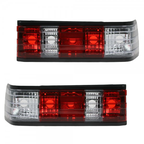 Rückleuchten Klarglas für Mercedes 190 W201 Bj. 83-93 Rot/Chrom