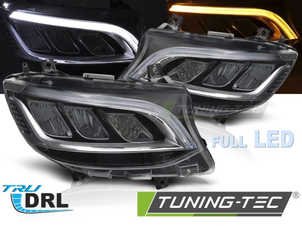 LED Scheinwerfer Tagfahrlicht für Mercedes Sprinter W907 W910 Bj. 18-23 Schwarz / Chrom