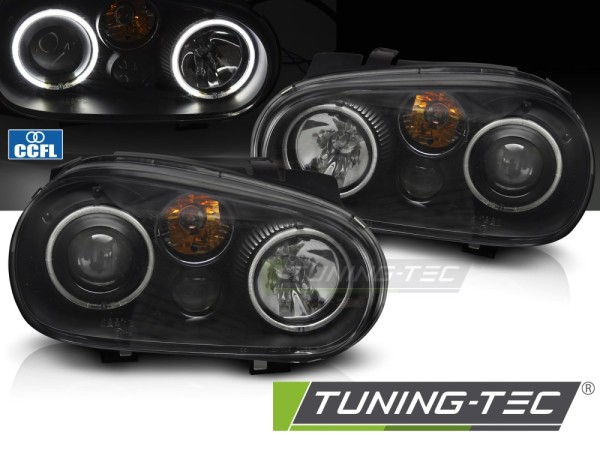 Scheinwerfer CCFL Angel Eyes für VW Golf 4 Bj. 97-03 Schwarz mit Nebelscheinwerfer