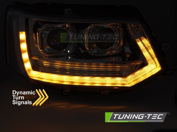Voll LED Scheinwerfer Tagfahrlicht für VW T5 GP Facelift Bj. 10-15 Chrom mit LED Blinker