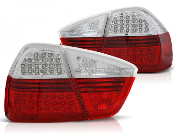 LED Lightbar Rückleuchten für BMW E90 Limo Bj. 05-08 Rot/Chrom