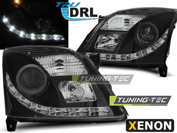 Xenon Scheinwerfer DRL LED Tagfahrlicht für Opel Vectra C / Signum Bj. 02-05 Schwarz