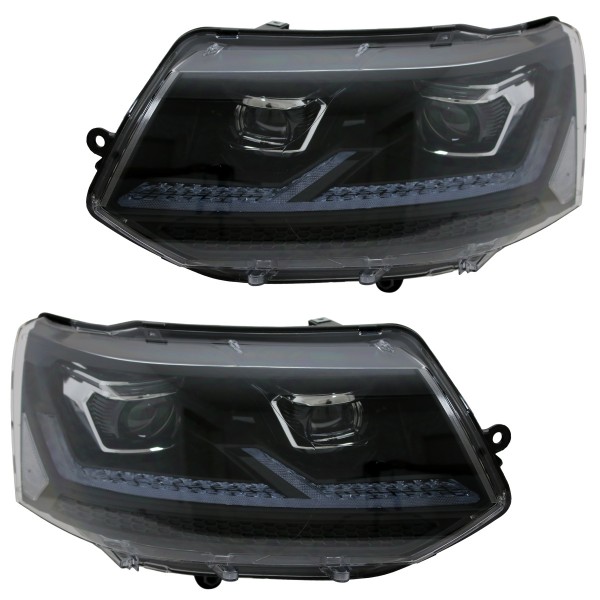 Voll LED Scheinwerfer Tagfahrlicht für VW T5 GP Facelift Bj. 10-15 Schwarz mit LED Blinker