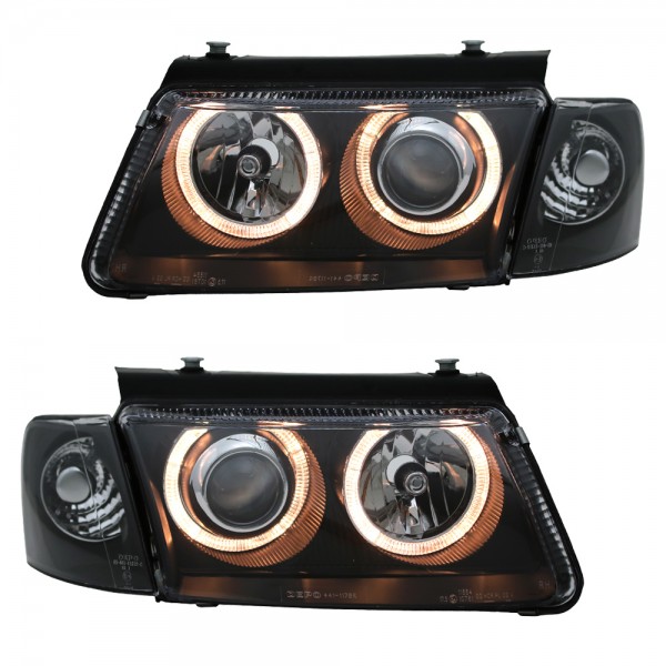Scheinwerfer Angel Eyes für VW Passat 3B Bj. 96-00 Schwarz