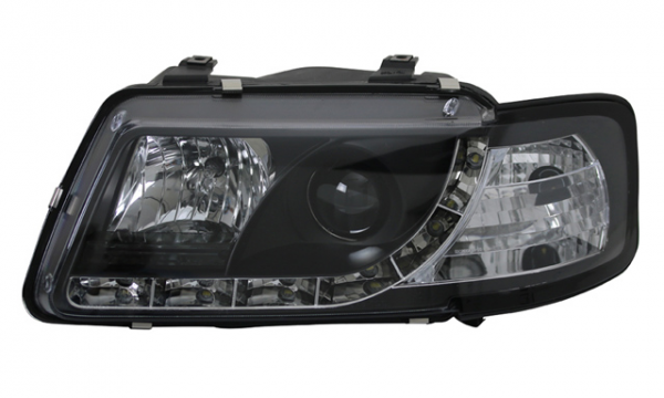 Scheinwerfer LED Tagfahrlicht Optik für Audi A3 8L Bj. 96-00 Schwarz