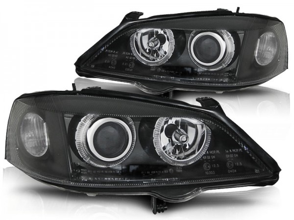 Depo Scheinwerfer Angel Eyes für Opel Astra G Bj. 98-05 Schwarz