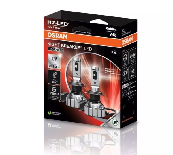 OSRAM NIGHT BREAKER H7 LED SMART 6000K für Peugeot 208 308 Boxer Partner Rifter