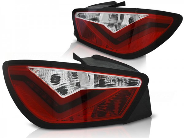 LED Lightbar Rückleuchten für Seat Ibiza 6J 3-Türer Bj. 08-15 Rot/Chrom