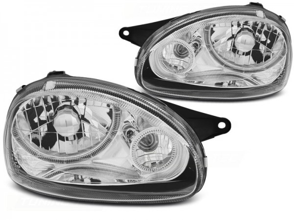 Scheinwerfer Angel Eyes für Opel Corsa B Bj. 93-00 Chrom