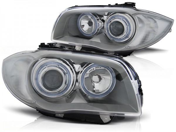 Scheinwerfer LED Angel Eyes für BMW 1er E81 E82 E87 E88 Bj. 04-11 Chrom