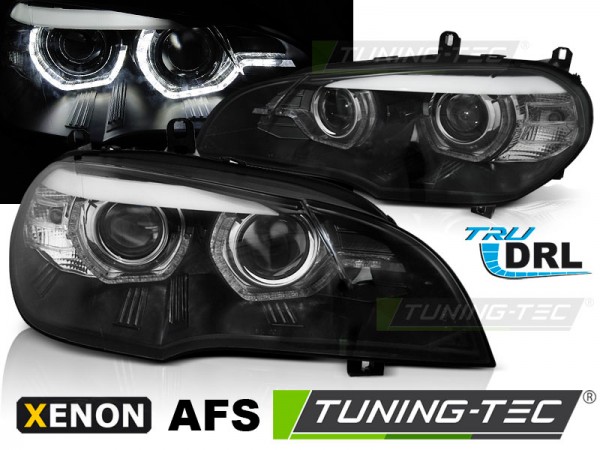 Xenon Scheinwerfer DRL LED Tagfahrlicht für BMW X5 E70 Bj. 07-10 Schwarz AFS