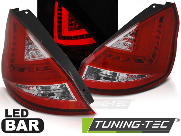 LED Lightbar Rückleuchten für Ford Fiesta MK7 Bj. 08-12 Rot/Chrom