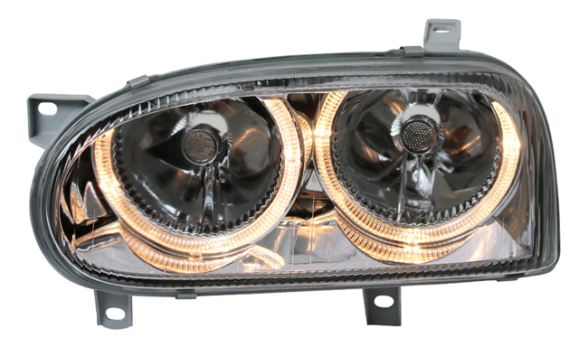 Scheinwerfer Klarglas Angel Eyes für VW Golf 3 Bj. 91-97 Chrom