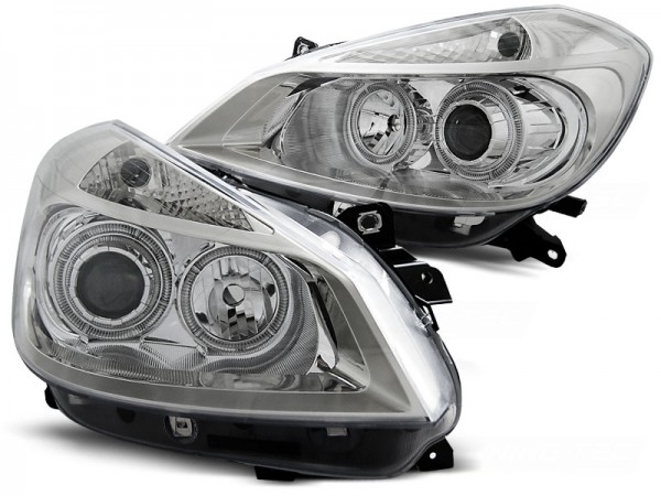 Scheinwerfer Angel Eyes für Renault Clio 3 Bj. 05-09 Chrom