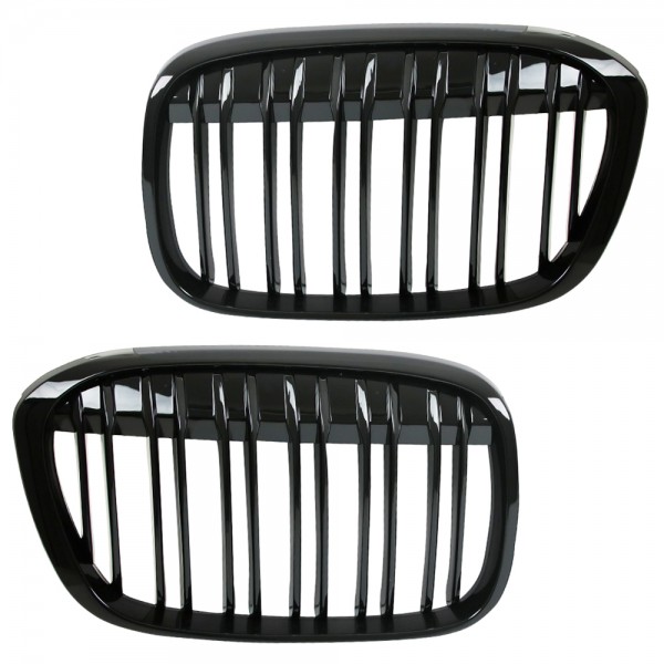 Kühlergrill Frontgrill für BMW X1 F48 Bj. 2015- Schwarz Doppelsteg Klavierlack