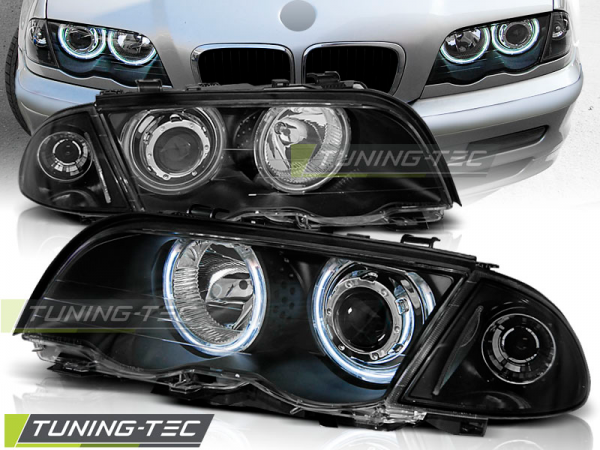 Scheinwerfer CCFL Angel Eyes für BMW 3er E46 Limo Touring Bj. 98-01 Schwarz