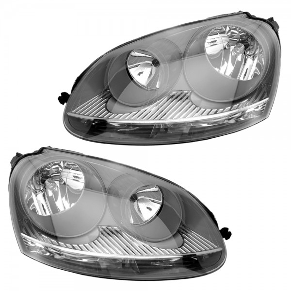 Scheinwerfer Halogen Set für VW Golf 5 + GTI Jetta 3 Bj. 03-09 Grau Motor H7