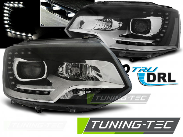 Scheinwerfer DRL LED Tagfahrlicht für VW T5 GP Facelift Bj. 10-15 Schwarz