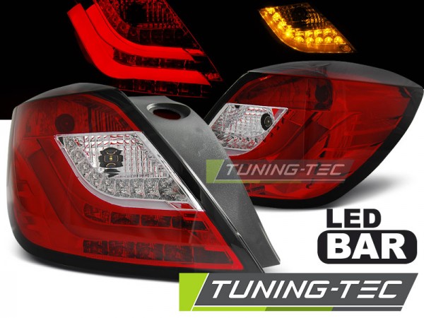 LED Lightbar Rückleuchten für Opel Astra H GTC (3-Türer) Bj. 04-09 Rot/Chrom