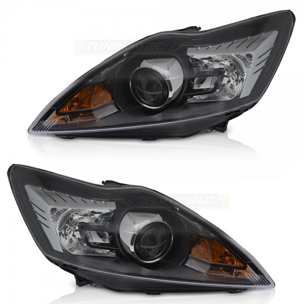 Scheinwerfer Halogen Set für Ford Focus MK2 Bj. 08-10 Schwarz Kurvenlicht