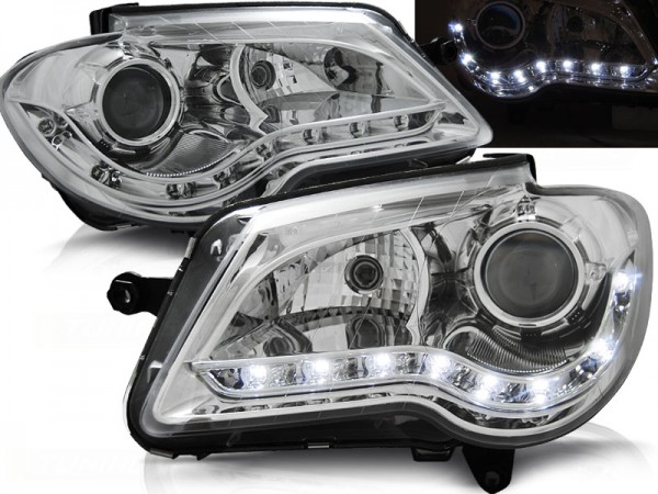 Scheinwerfer LED Tagfahrlicht Optik für VW Touran 1T GP Facelift Bj. 06-10 Chrom